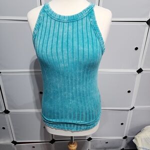 Zenana Outfitters Turquoise Ribbed Tank Top